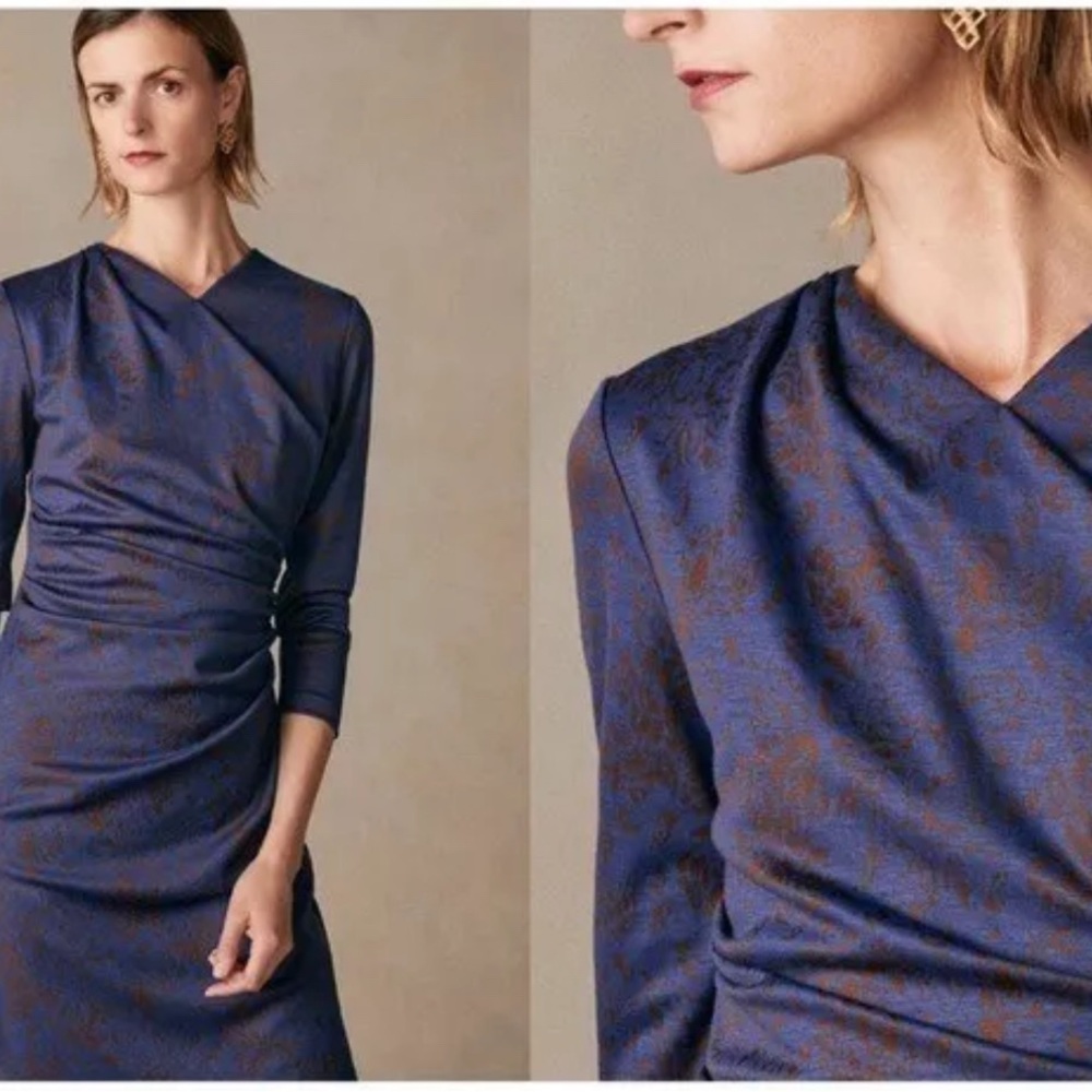 Blue Asymmetrical Ruched Sheath Dress Cocktail